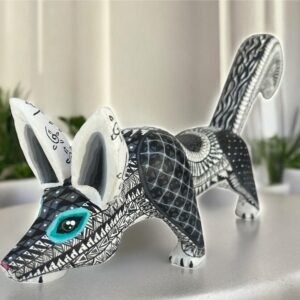 Large Fox Figurine Mexican Folk Art Alebrije Sculpture Authentic Oaxaca Artisans Coyote  Mexican Decoration Statue Wood And Carved By Hand