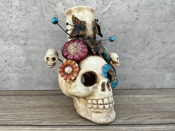 Skull Mini Chimney Michoacan Clay - Artisanal Handcrafted Mexican Decor, Unique Gothic Home Accent Decor, Day of the Dead Cultural Art - Image 2