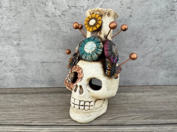 Skull Mini Chimney Michoacan Clay - Artisanal Handcrafted Mexican Decor, Unique Gothic Home Accent Decor, Day of the Dead Cultural Art - Image 2
