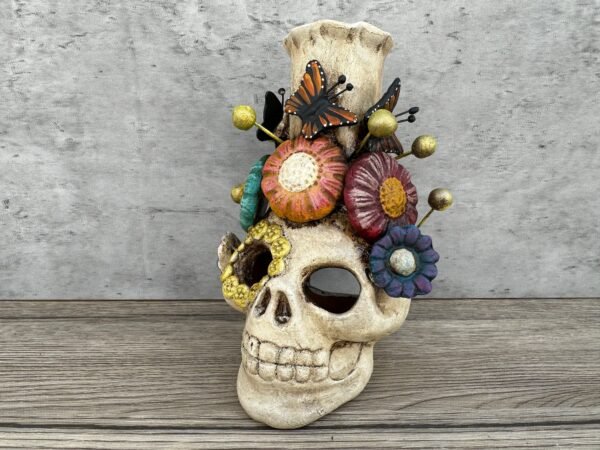 Skull Mini Chimney Michoacan Clay - Artisanal Handcrafted Mexican Decor, Unique Gothic Home Accent Decor, Day of the Dead Cultural Art - Image 2
