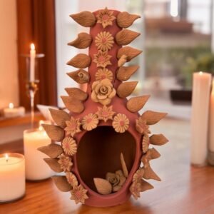 Mini Chimney Handcrafted Oaxacan  With Pastillaje Or Filigrana - Natural Clay Mexican Artistry, Decorative Home Accent, Unique Artisanal