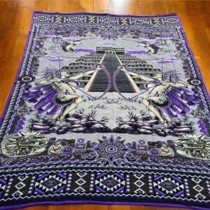 Bed Cover Throw Quilt Aztec Archers Chichén Itzá Mexican Handmade. Soft, Colorful And Warm Blanket For Winter