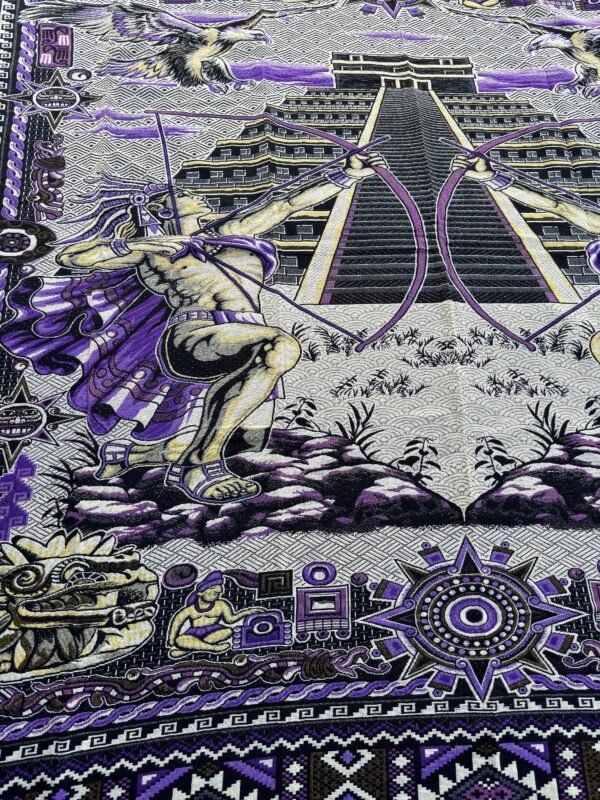 Bed Cover Throw Quilt Aztec Archers Chichén Itzá Mexican Handmade. Soft, Colorful And Warm Blanket For Winter - Image 2