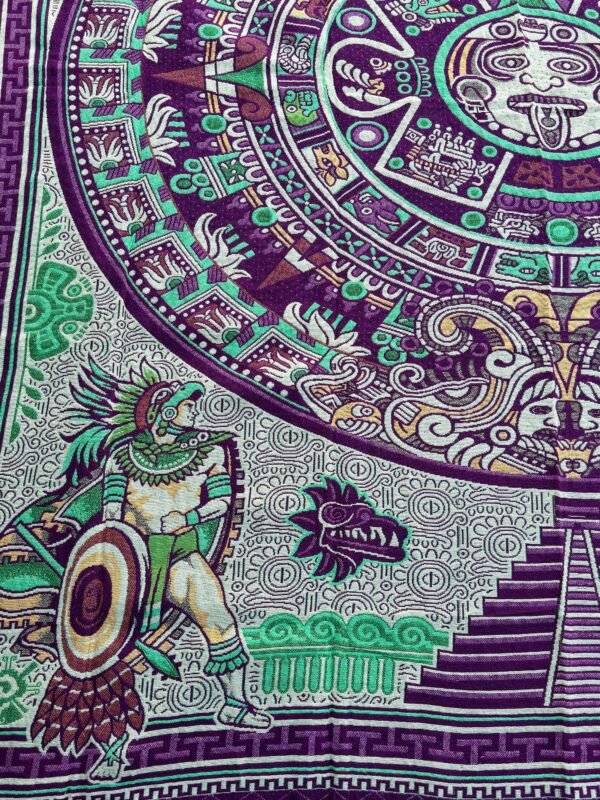 Bed Cover Throw Quilt Aztec Maya Calendar Mexican Style Handmade. Soft, Colorful And Warm Blanket For Winter - Image 2