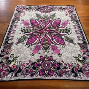 Handcrafted Mexican Quilt - Traditional Floral Motif Bird Design - Artisan Bed Cover - Luxurious Home Decor - Double Bed - For Winter Home