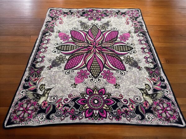 Handcrafted Mexican Quilt - Traditional Floral Motif Bird Design - Artisan Bed Cover - Luxurious Home Decor - Double Bed - For Winter Home