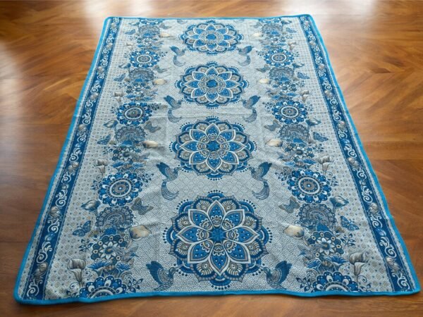 Bed Cover Throw Quilt Hummingbird Mandala Mexican Style Handmade. Soft, Colorful And Warm Blanket For Winter