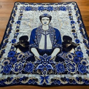 Bed Throw Mexican Blanket, Frida Kahlo Quilt Design, Bed cover, Double Bed Blanket Home Decor For Winter, Beautiful Patterns Made In Mexico