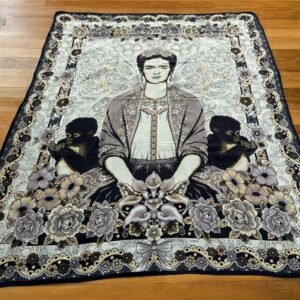 Bed Throw Mexican Blanket, Frida Kahlo Quilt Design, Bed cover, Double Bed Blanket Home Decor For Winter, Beautiful Patterns Made In Mexico