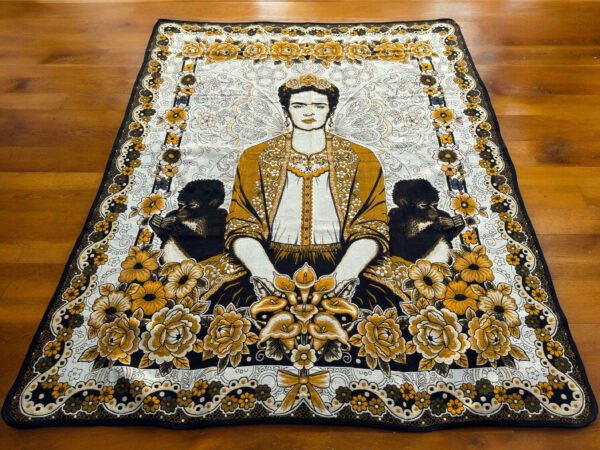 Bed Throw Mexican Blanket, Frida Kahlo Quilt Design, Bed cover, Double Bed Blanket Home Decor For Winter, Beautiful Patterns Made In Mexico