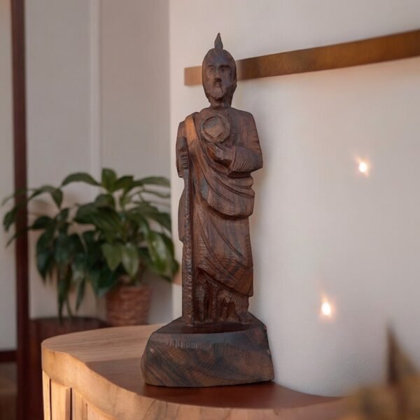Ironwood San Judas Tadeo Handcarfted Sculpture In 1 Piece  From Desert Sonora Mexico Palo Fierro Carved Vintage And Rustic  Home Decor