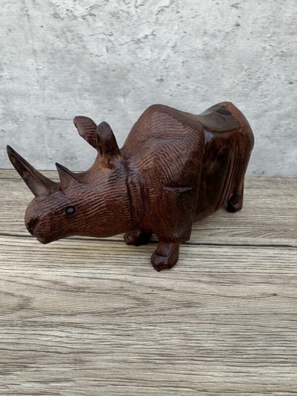 Ironwood Rhino Handcarfted Sculpture In 1 Piece From Desert Sonora Mexico Palo Fierro Carved Vintage  Rustic  Home Decor - Image 2