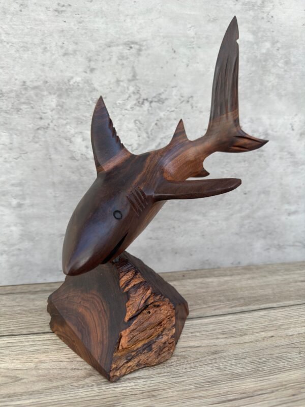 Large Ironwood Shark Handcarfted Sculpture   From Desert Sonora Mexico Palo Fierro Carved Vintage And Rustic  Home Decor - Image 2