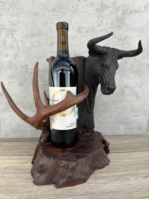 Bottle Holder Ironwood Bull Handcarfted Sculpture In 1 Piece  From Desert Sonora Mexico Palo Fierro Carved Vintage And Rustic  Home Decor - Image 2
