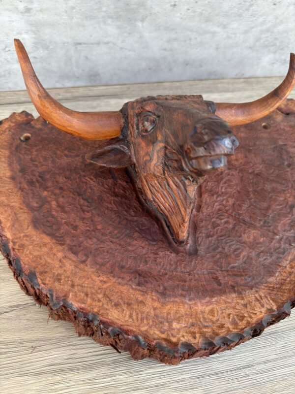 Ironwood Bull Handcarfted Sculpture In 1 Piece  From Desert Sonora Mexico Palo Fierro Carved Vintage And Rustic  Home Decor Hanging - Image 2