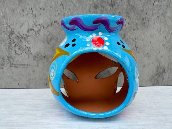 Candleholder Hand-Painted Mexican Clay - Artisan Crafted, Unique Decor, Traditional Pottery, Handmade Gift, Rustic Home Accent, Artisanal - Image 2