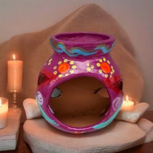 Candleholder Hand-Painted Mexican Clay - Artisan Crafted, Unique Decor, Traditional Pottery, Handmade Gift, Rustic Home Accent, Artisanal