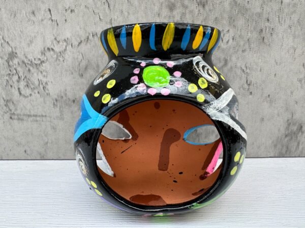 Candleholder Hand-Painted Mexican Clay - Artisan Crafted, Unique Decor, Traditional Pottery, Handmade Gift, Rustic Home Accent, Artisanal - Image 2