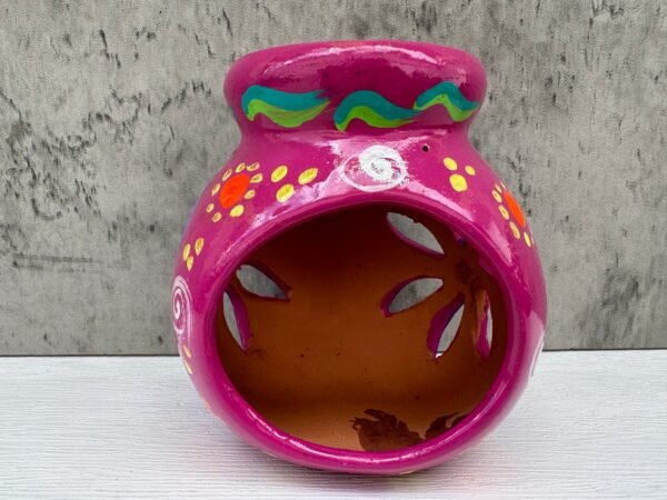 Candleholder Hand-Painted Mexican Clay - Artisan Crafted, Unique Decor, Traditional Pottery, Handmade Gift, Rustic Home Accent, Artisanal - Image 2