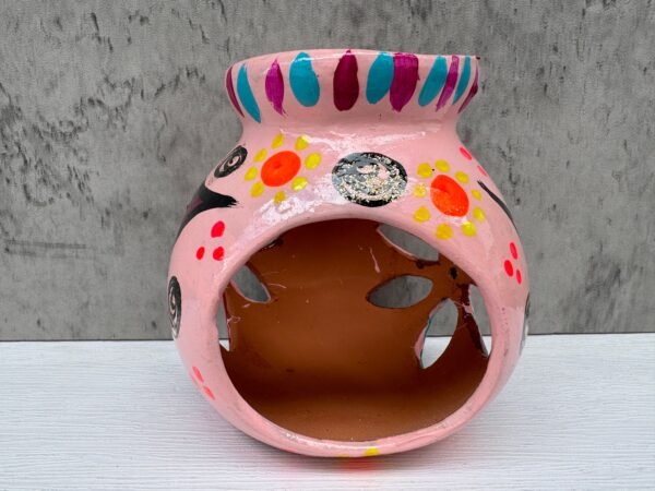 Candleholder Hand-Painted Mexican Clay - Artisan Crafted, Unique Decor, Traditional Pottery, Handmade Gift, Rustic Home Accent, Artisanal - Image 2