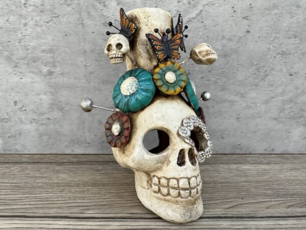 Skull Mini Chimney Michoacan Clay - Artisanal Handcrafted Mexican Decor, Unique Gothic Home Accent Decor, Day of the Dead Cultural Art - Image 2