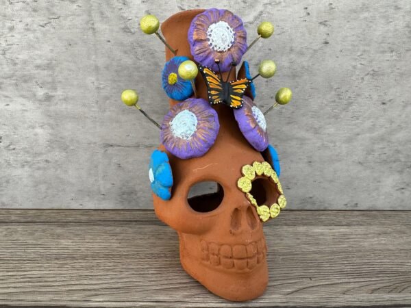 Skull Mini Chimney Michoacan Clay - Artisanal Handcrafted Mexican Decor, Unique Gothic Home Accent Decor, Day of the Dead Cultural Art - Image 2
