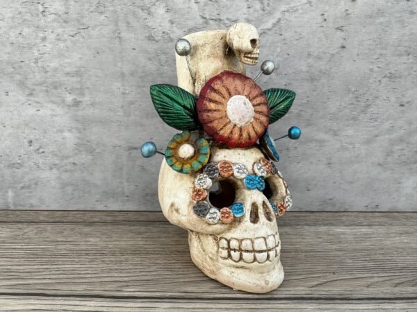 Skull Mini Chimney Michoacan Clay - Artisanal Handcrafted Mexican Decor, Unique Gothic Home Accent Decor, Day of the Dead Cultural Art - Image 2