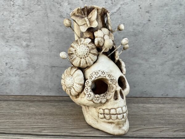 Skull Mini Chimney Michoacan Clay - Artisanal Handcrafted Mexican Decor, Unique Gothic Home Accent Decor, Day of the Dead Cultural Art - Image 2