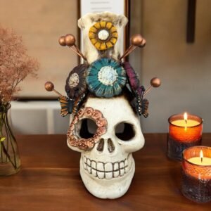 Skull Mini Chimney Michoacan Clay - Artisanal Handcrafted Mexican Decor, Unique Gothic Home Accent Decor, Day of the Dead Cultural Art