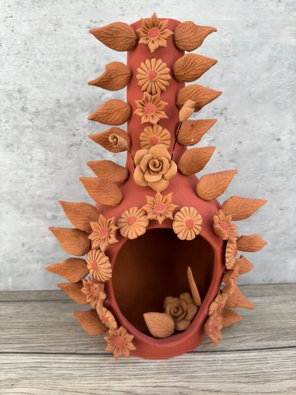 Mini Chimney Handcrafted Oaxacan  With Pastillaje Or Filigrana - Natural Clay Mexican Artistry, Decorative Home Accent, Unique Artisanal - Image 2