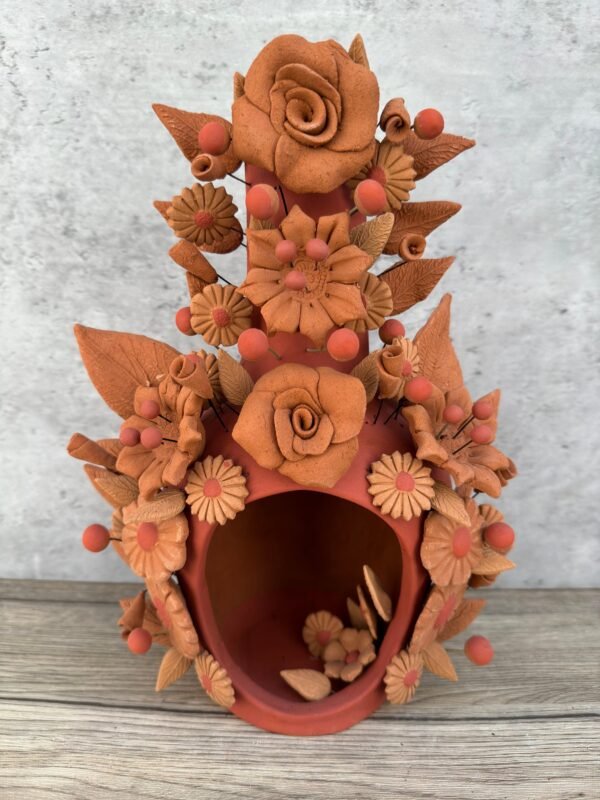 Mini Chimney Handcrafted Oaxacan  With Pastillaje Or Filigrana - Natural Clay Mexican Artistry, Decorative Home Accent, Unique Artisanal - Image 2
