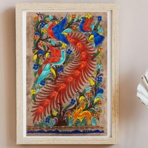 Bird painting painted on amate paper, original amate paintings in Mexican art, acrylic painting / Mexican painting authentic artisans
