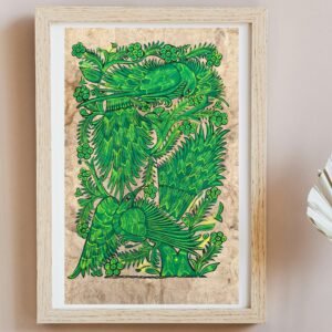 Bird painting painted on amate paper, original amate paintings in Mexican art, acrylic painting / Mexican painting authentic artisans