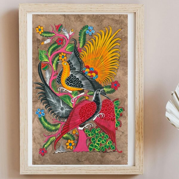 Bird painting painted on amate paper, original amate paintings in Mexican art, acrylic painting / Mexican painting authentic artisans