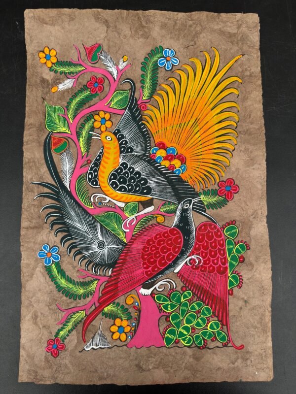 Bird painting painted on amate paper, original amate paintings in Mexican art, acrylic painting / Mexican painting authentic artisans - Image 2