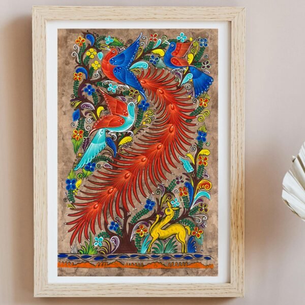 Bird painting painted on amate paper, original amate paintings in Mexican art, acrylic painting / Mexican painting authentic artisans