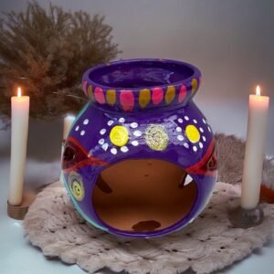 Candleholder Hand-Painted Mexican Clay - Artisan Crafted, Unique Decor, Traditional Pottery, Handmade Gift, Rustic Home Accent, Artisanal