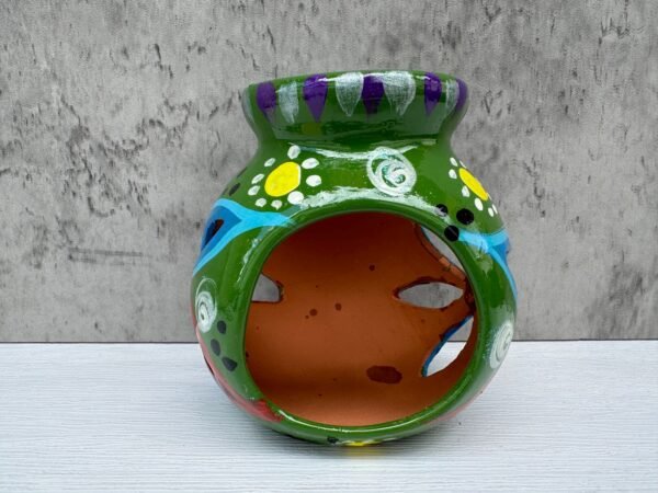 Candleholder Hand-Painted Mexican Clay - Artisan Crafted, Unique Decor, Traditional Pottery, Handmade Gift, Rustic Home Accent, Artisanal - Image 2