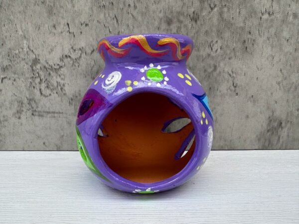 Candleholder Hand-Painted Mexican Clay - Artisan Crafted, Unique Decor, Traditional Pottery, Handmade Gift, Rustic Home Accent, Artisanal - Image 2