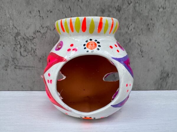 Candleholder Hand-Painted Mexican Clay - Artisan Crafted, Unique Decor, Traditional Pottery, Handmade Gift, Rustic Home Accent, Artisanal - Image 2