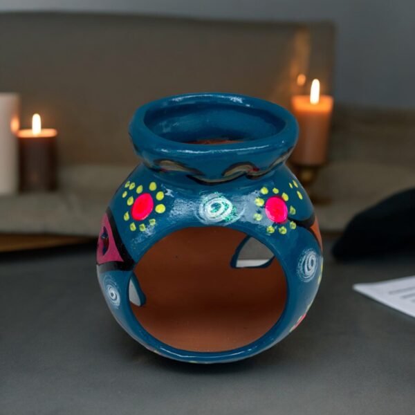 Candleholder Hand-Painted Mexican Clay - Artisan Crafted, Unique Decor, Traditional Pottery, Handmade Gift, Rustic Home Accent, Artisanal