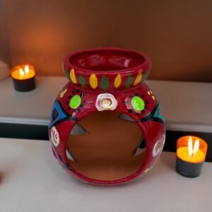 Candleholder Hand-Painted Mexican Clay - Artisan Crafted, Unique Decor, Traditional Pottery, Handmade Gift, Rustic Home Accent, Artisanal