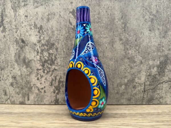 Mini Chimney Incense Burner Made Of Clay Hand Painted Guerrero, Culture Of Mexico Candle Holder For Indoor Home Decor With Vibrant Colors - Image 2