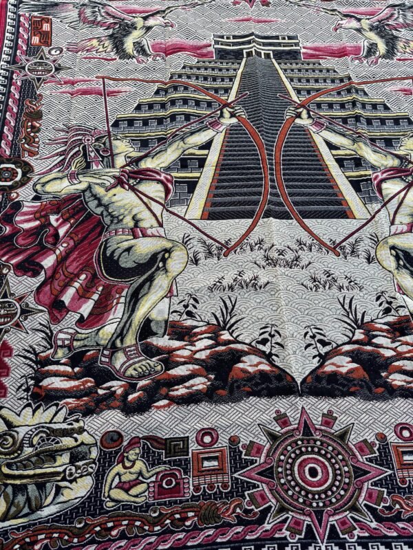 Bed Cover Throw Quilt Aztec Archers Chichén Itzá Mexican Handmade. Soft, Colorful And Warm Blanket For Winter - Image 2