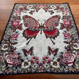 Mexican blanket, Butterflies design, Bed cover, Full size blanket