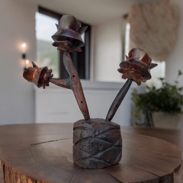 Roses (3) Ironwood Handcarfted Sculpture In 1 Piece  From Desert Sonora Mexico Palo Fierro Carved Vintage And Rustic  Home Decor