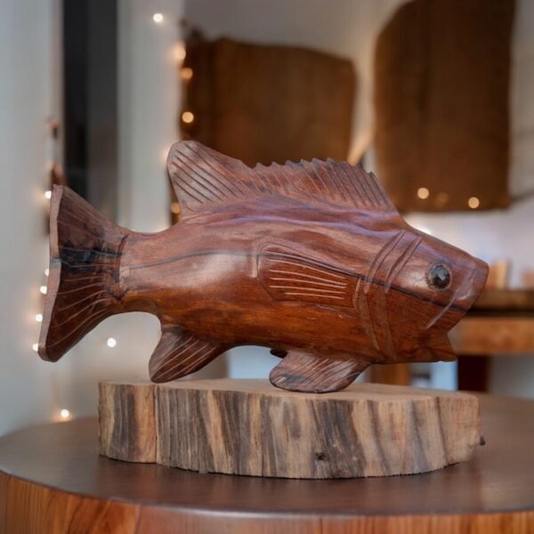 Large Ironwood Sea Fish Carp  Handcarfted Sculpture In 1 Piece From Desert Sonora Mexico Palo Fierro Carved Vintage  Rustic  Home Decor