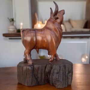 Ironwood Bull Handcarfted Sculpture In 1 Piece  From Desert Sonora Mexico Palo Fierro Carved Vintage And Rustic  Home Decor
