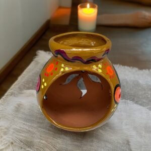 Candleholder Hand-Painted Mexican Clay - Artisan Crafted, Unique Decor, Traditional Pottery, Handmade Gift, Rustic Home Accent, Artisanal