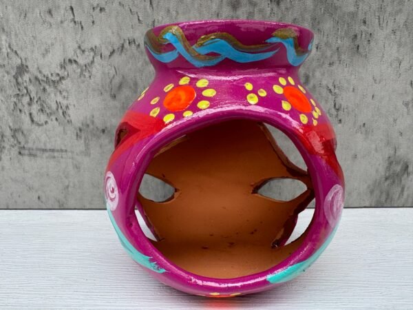 Candleholder Hand-Painted Mexican Clay - Artisan Crafted, Unique Decor, Traditional Pottery, Handmade Gift, Rustic Home Accent, Artisanal - Image 2